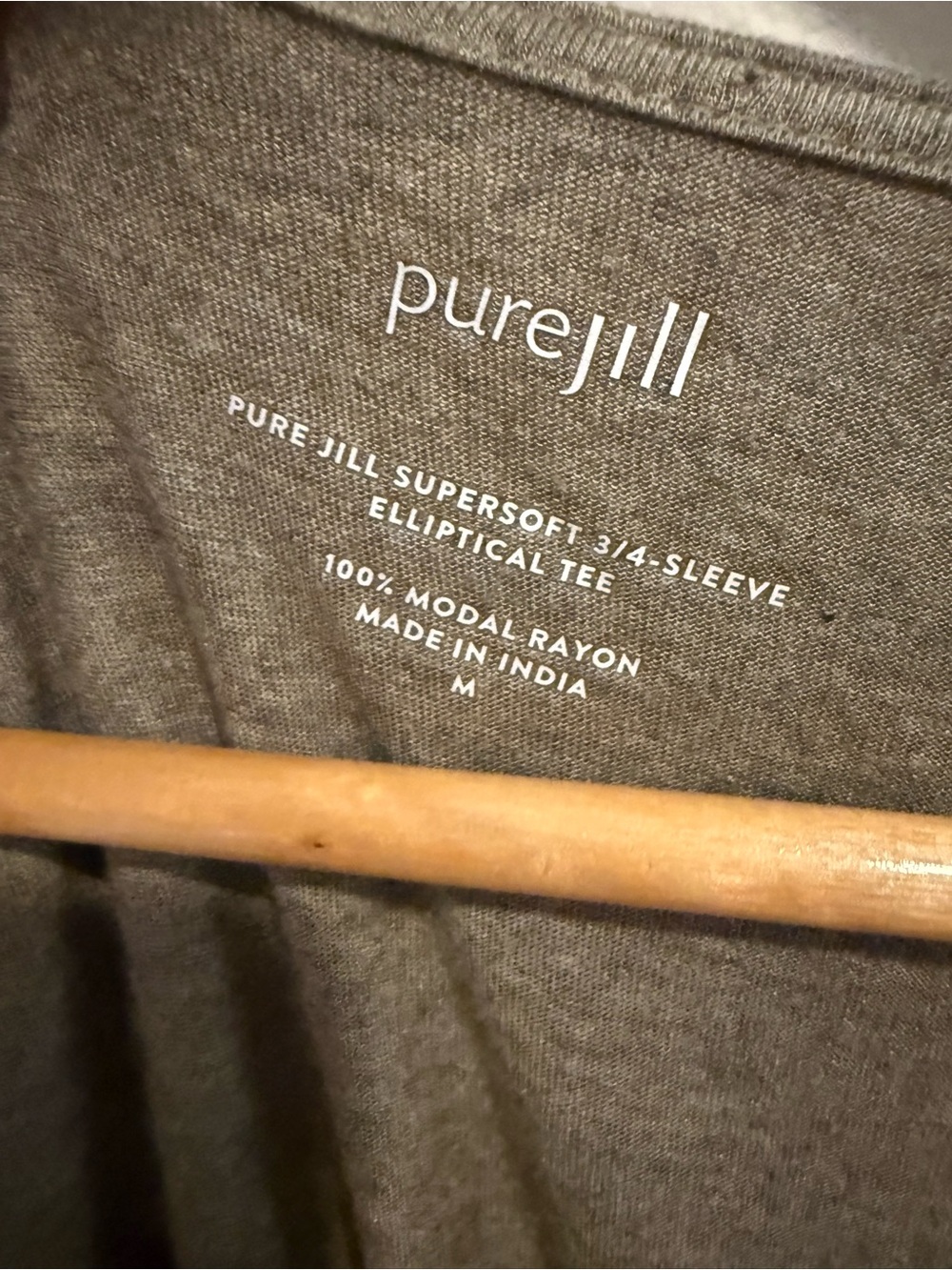 J.Jill Pure Jill Supersoft Elliptical Tee Gray Modal 3/4 Sleeve NWT M Travel - Picture 4 of 4